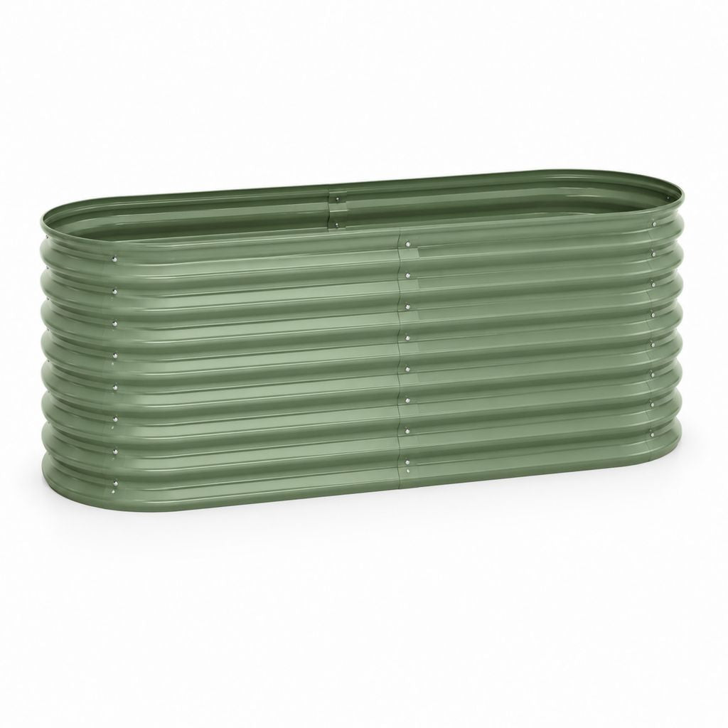 Jardinière surélevée ovale en acier galvanisé vert 240 x 90 x 60 cm