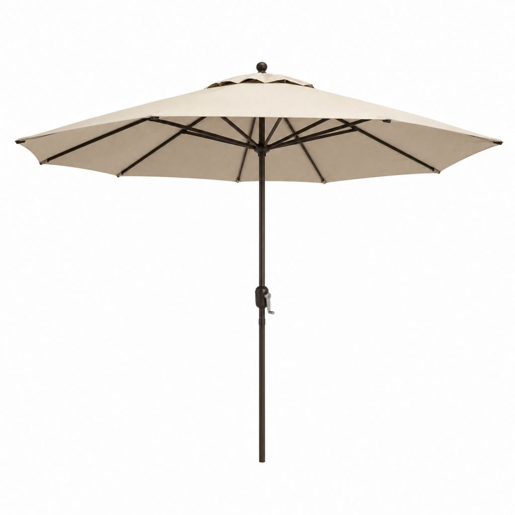 Parasol de jardin rond beige en polyester et acier Ø 300 cm hauteur 245 cm